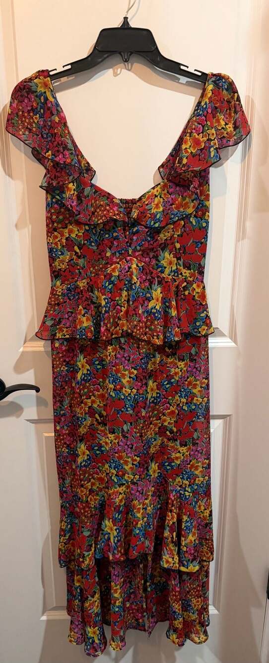 Show Me Your Mumu Reese Floral Ruffle Midi Dress Size M
